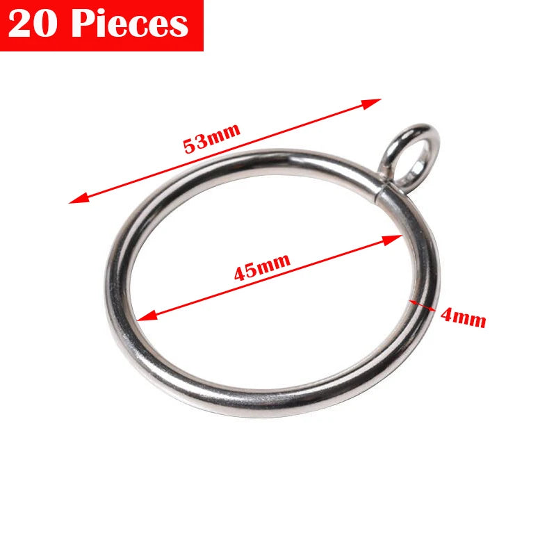anneaux rideau argentés clips métal fer modernes lisses opaques 53mm 45mm 4mm