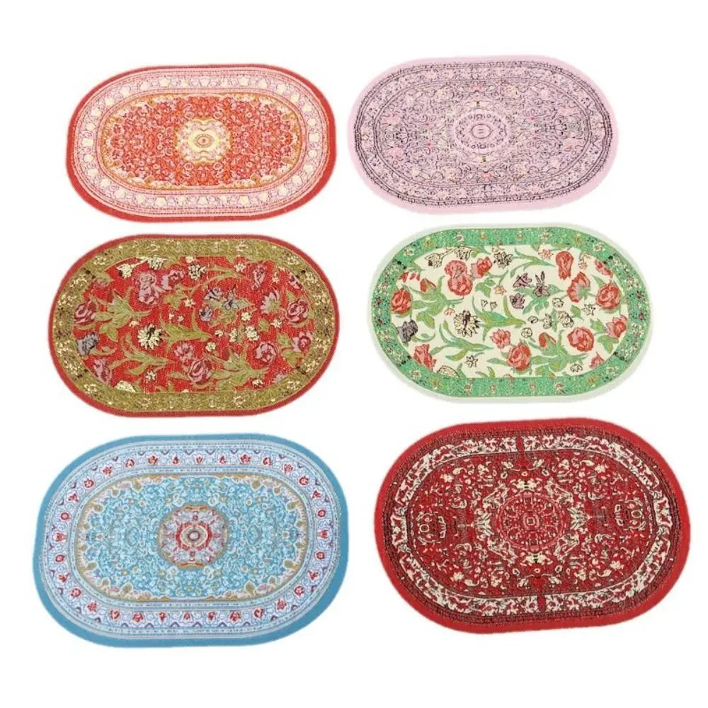 tapis table rouge rose vert bleuclair bleufoncé floral géométrique classique traditionnel