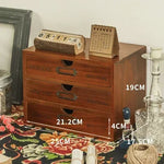 organisateur vintage commode tiroirs bois marron clair rétro poignées métalliques rangement
