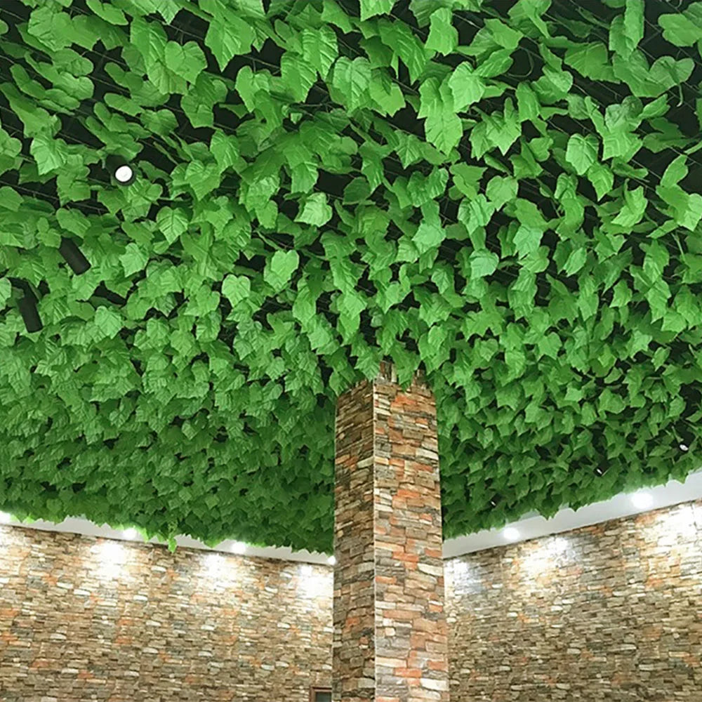 guirlande végétale artificielle feuilles vigne vert moderne 210cm extérieur accroché 72feuilles simple