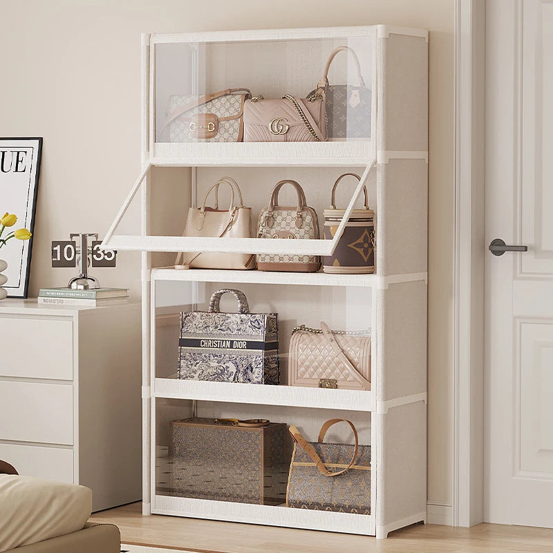 étagère bagages moderne acier inoxydable blanc anti poussière niveaux 42 cm