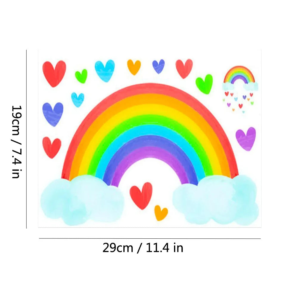 stickers muraux décoratifs enfants nuages lune étoiles arc ciel cœurs phosphorescents opaques animateurs