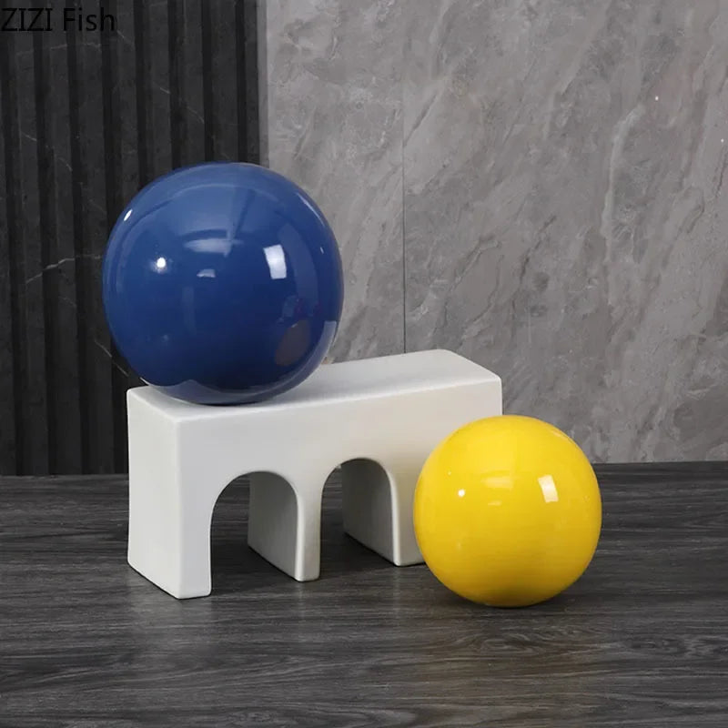 décoration moderne boule céramique rouge bleu jaune uni opaque chambre