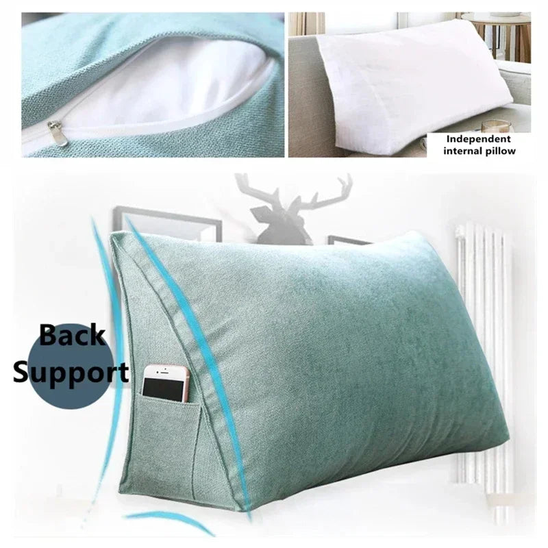 coussin triangulaire velours gris beige literie massage voyage contemporain posable decore