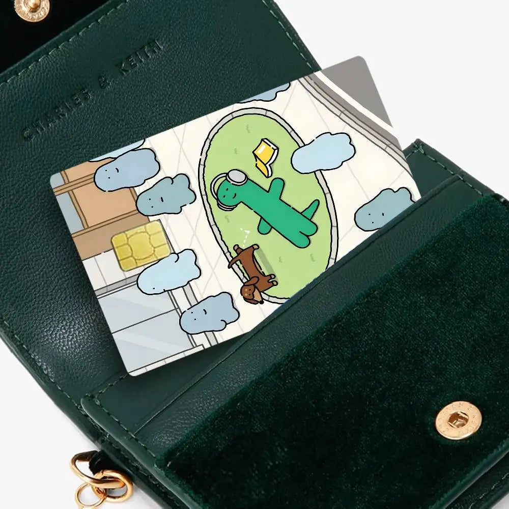 protection carte bancaire autocollant dessin animé crocodile motifs abstraits waterprooche réutilisable