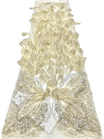 ruban décoratif luxueux fleurs relief strass couleur bleu clair rose beige violet gris élégant