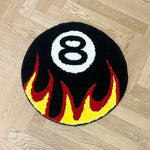 tapis flammes chiffre moderne noir blanc rouge jaune anti dérapant intérieur extérieur voyage cuisine