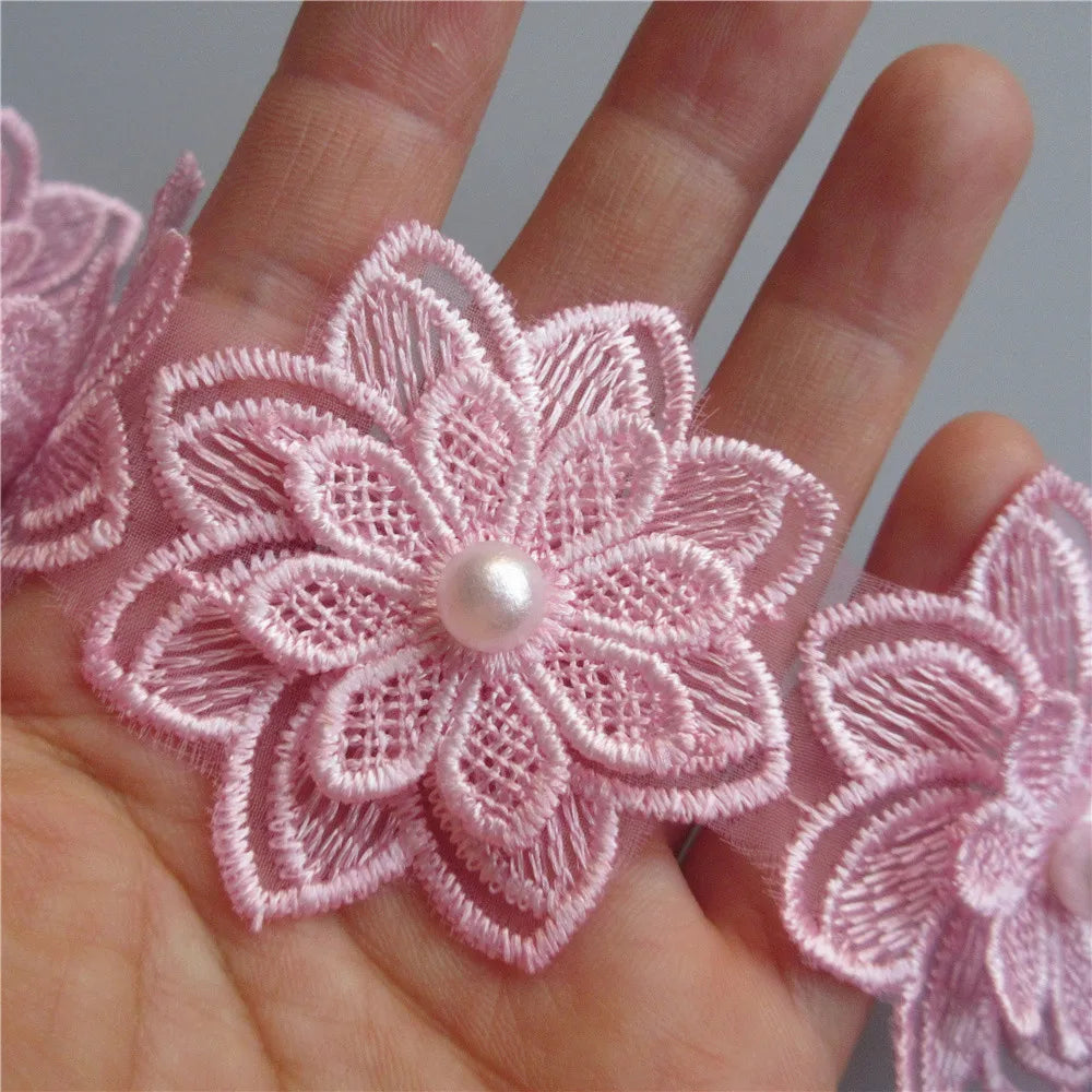 broderie fleur dentelle polyester blanc soluble decoration artisanale materiaux bricolage echangable erotique