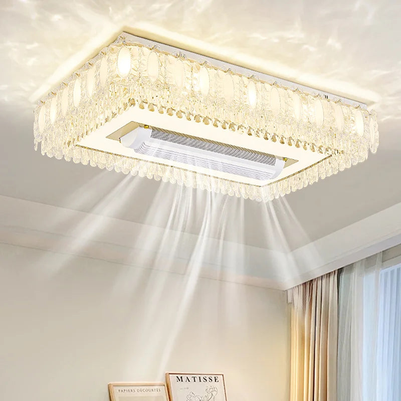 plafonnier led blanc doré cristaux floraux élégant télécommande contemporain lumière salon chambre