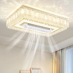 plafonnier led blanc doré cristaux floraux élégant télécommande contemporain lumière salon chambre