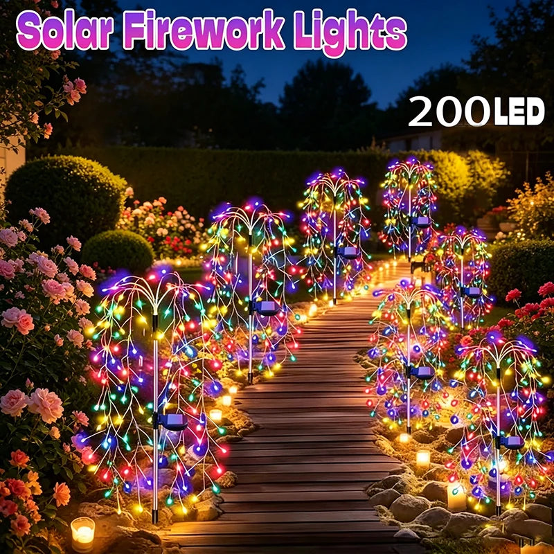 guirlande lumineuse solaire 200 led multicolore moderne extérieur autoinstallation ip65 abspath piquet base solaire