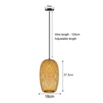 suspension lumineuse moderne bambou tissage beige doré fixe passe câble noir