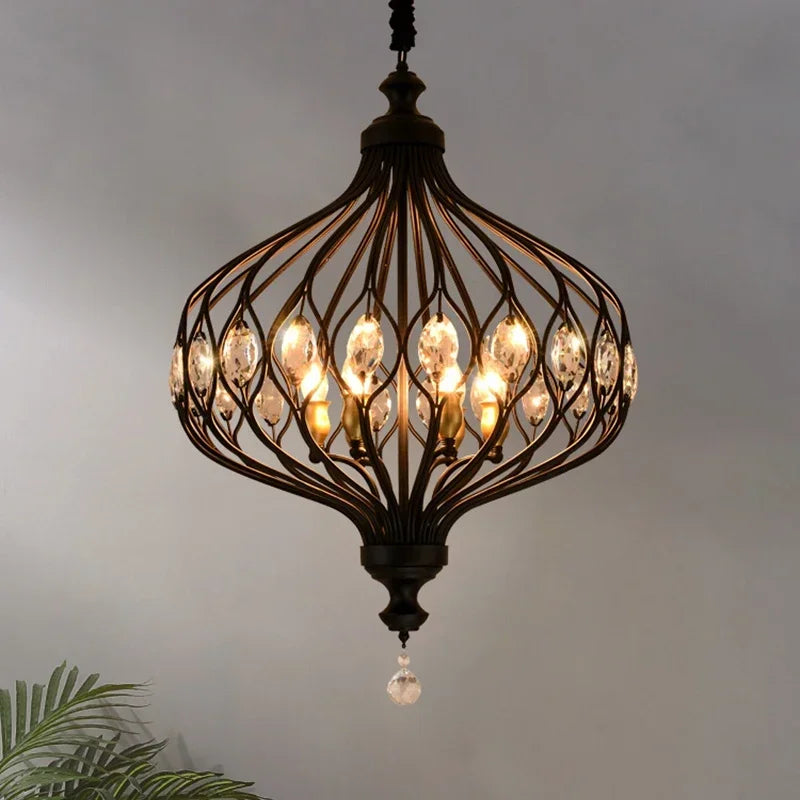 lampe suspendue postmoderne bronze doré sphères translucides structure métallique opaques éclairage led chambre salon