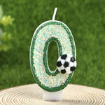 bougies chiffres paillettes football anniversaire decoration verte blanche noire bleue thèmes sportifs numerotees opaque
