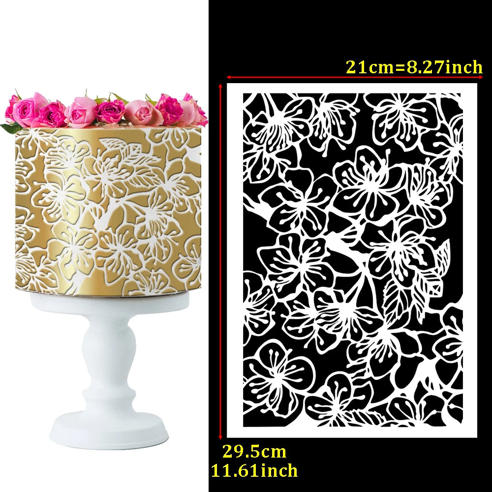 plume gâteau mariage fondant dentelle decoration moderne gateau pochoir outil cuisine blanc noir feuilles
