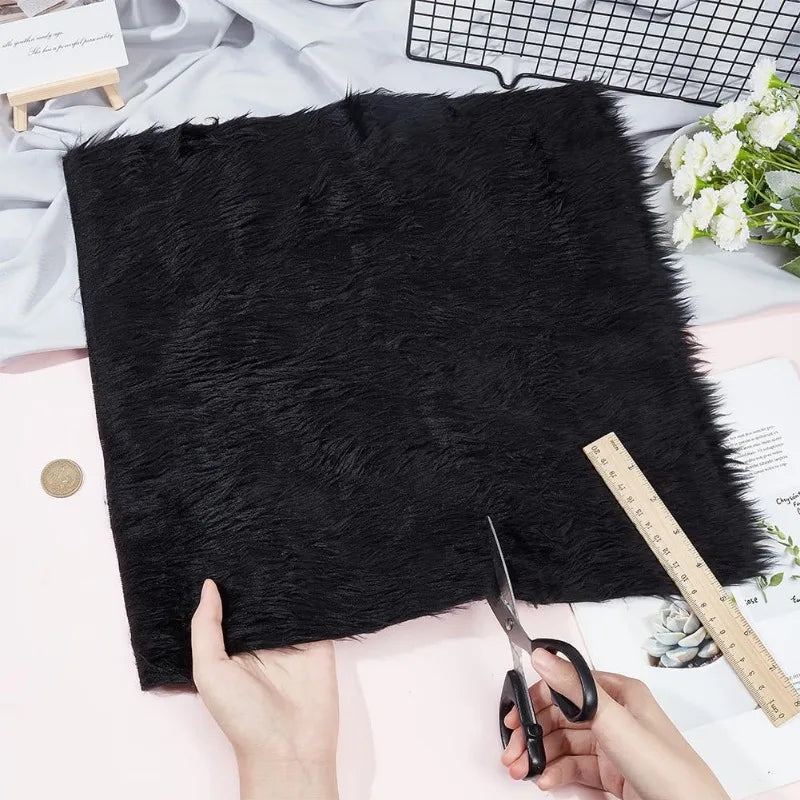 tapis noir fourrure peluche épais moderne doux bricolage couture tissu polyester antimicrobien contrôle odeurs