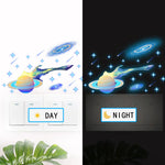 sticker mural autoadhésif planète saturne comète étoiles nuit phosphorescent chambre enfants