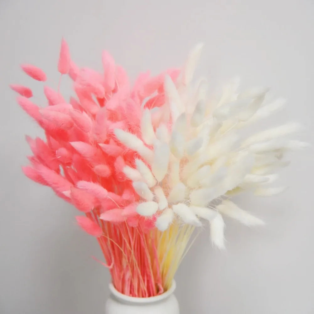 bouquet fleurs séchées forme lapin décoration table mariage anniversaire baby shower pampas lagurus phragmites