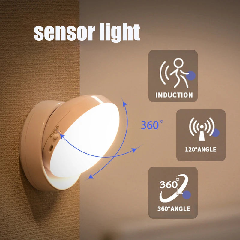 lampe nuit recharge usb sensor mouvement blanc moderne aimant control son lumière chambre couloir