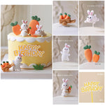 décoration gâteau forme lapin carotte anniversaire enfant festif orange vert blanc