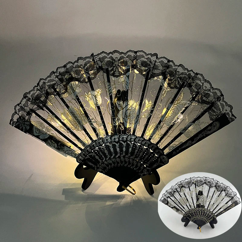 éventails lumineux dentelle roses brodées clips transparents classiques filles femmes