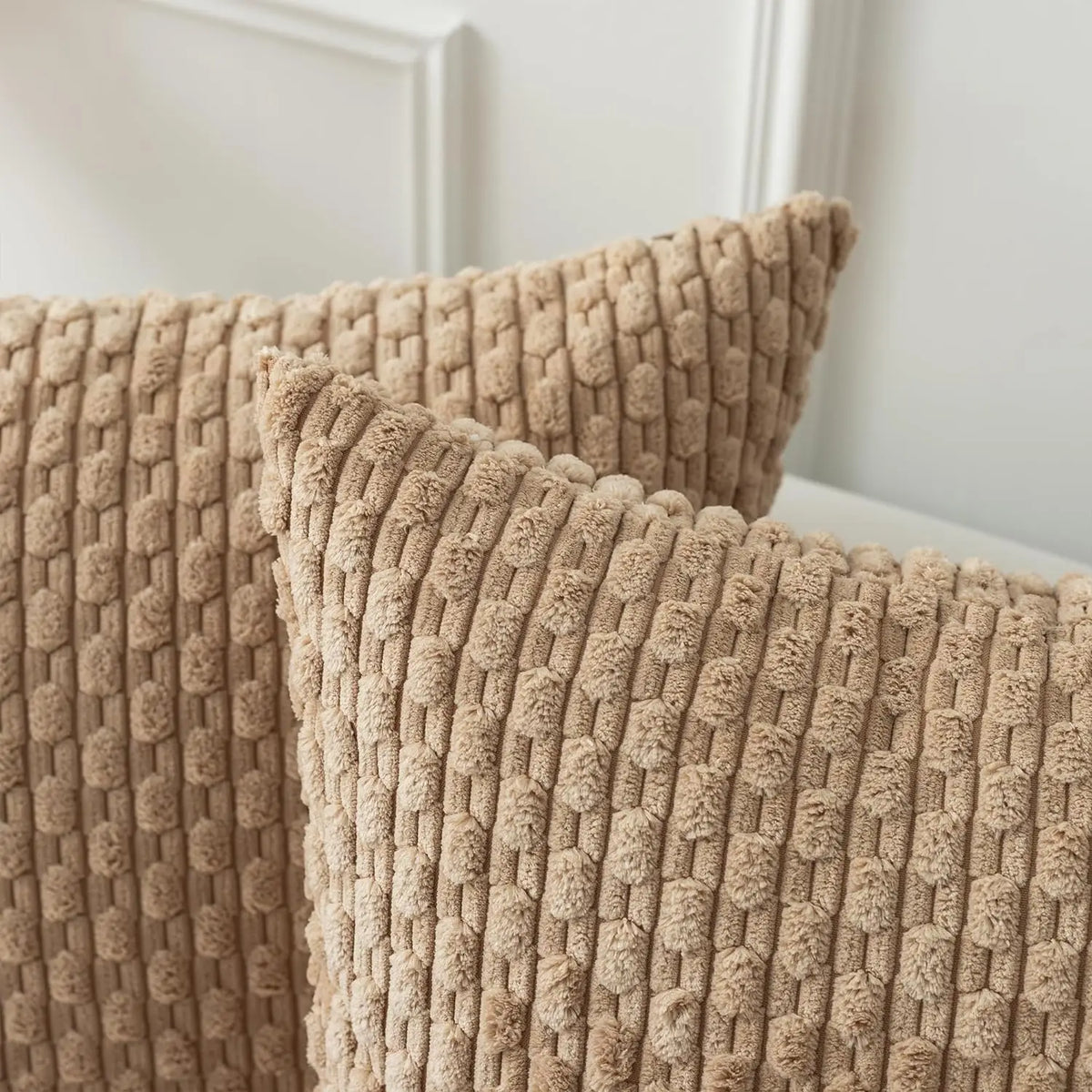 coussin moderne beige adhésif velours côtelé 40x40cm 45x45cm 50x50cm 55x55cm