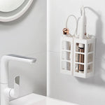 organisateur mural blanc transparent accessoires coiffure moderne salle bain adhésif multifonction
