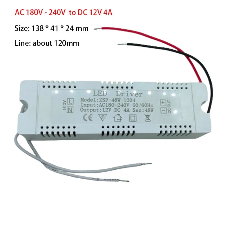 adaptateur led driver 12v 1a 6w 2a 24w 3a 36w 4a 48w 5a 60w