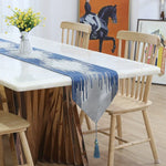 table cuisine élégante rayures dorées tissu brillant moderne or marron tassel doré polyester coton