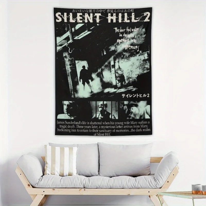 décoration murale poster graphique silent hill noir blanc jeux horreur chambre salon