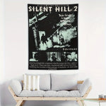 décoration murale poster graphique silent hill noir blanc jeux horreur chambre salon