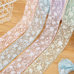 rubans dentelle polyester élégants 10m 5cm rose clair bleu vert beige
