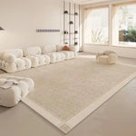 tapis géométrique moderne beige clair salon chambre rectangle flocage polyester caoutchouc extérieur décoration