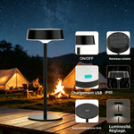 lampe table solaire rechargeable usb led dimmable moderne noir portable chambre