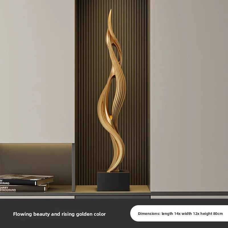 décoration moderne sculpture or noir abstraite contemporaine maison living room led éclairage