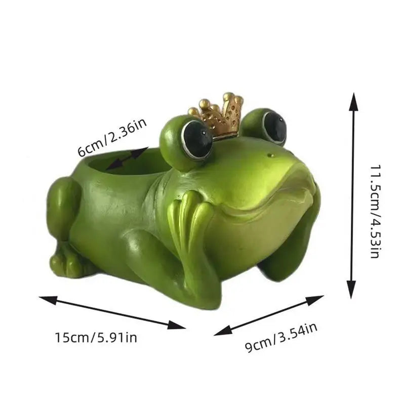 jardinière grenouille couronne vert doré plant succulent pot résine patio décoration fantaisiste