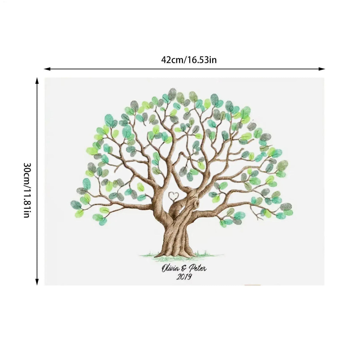 tableau decoratif impression toile arbre empreintes digitales marron rouge rose vert blanc beau romantique