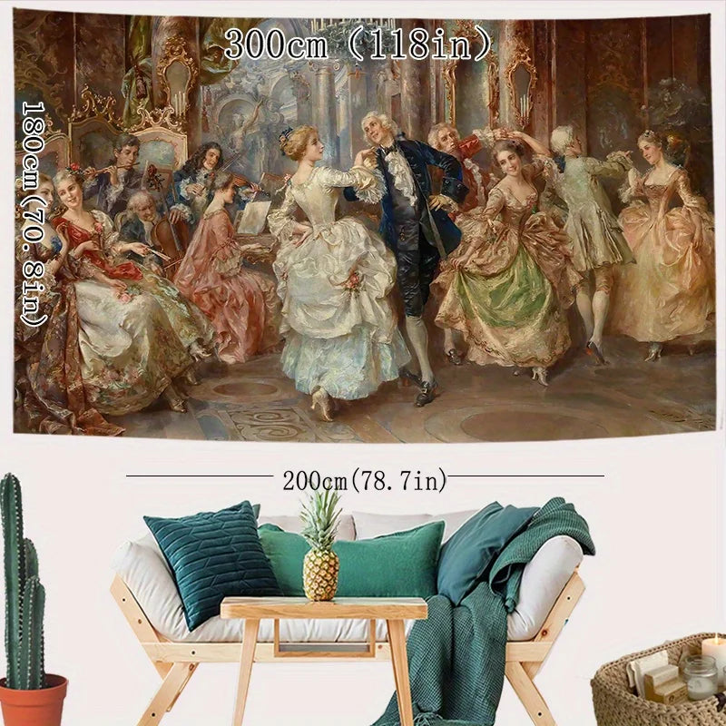 toile d'art multicolore scène historique personnages élaborés classique tapisserie intérieurcoration mur