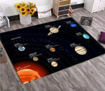 tapis moderne systèmes solaires planètes bleu foncé jaune orange gris chambre salon