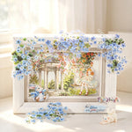autocollants décoratifs floral transparents rose blanc bleu vert adhésifs fleurs feuilles