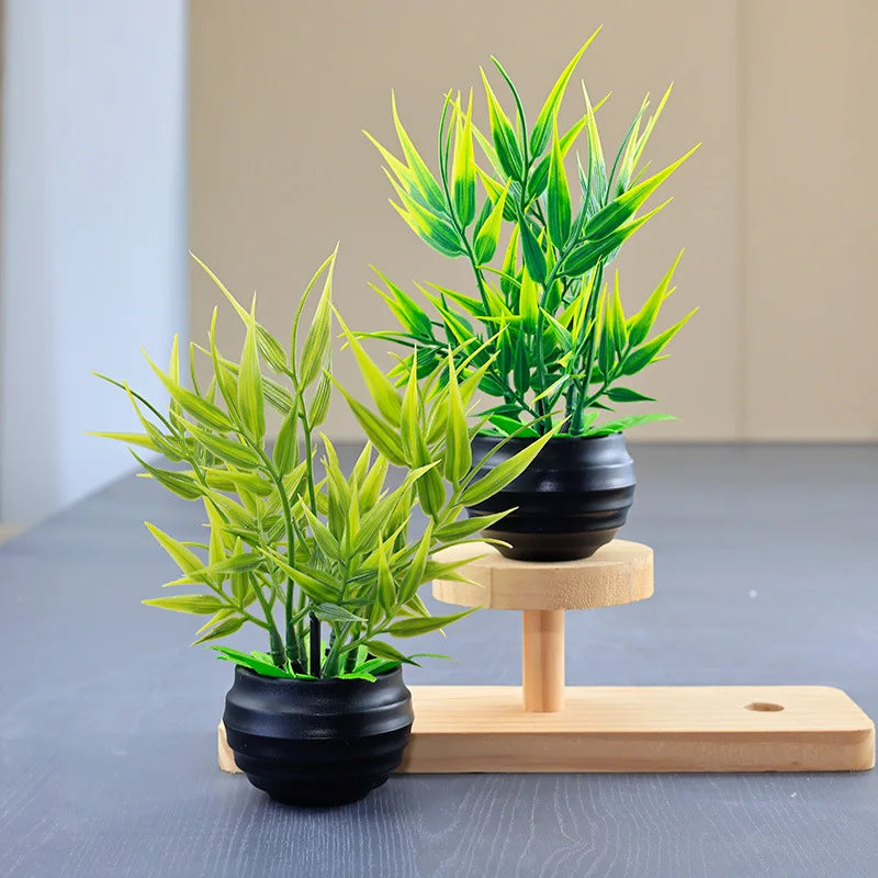plantes artificielles vertes moderne feuilles pointues pots noirs blancs intérieur décoration maison