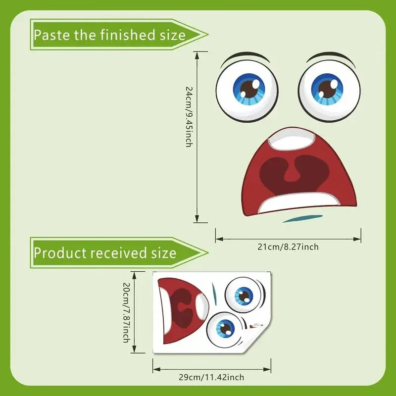 stickers toilette visage souriant yeux grands ouverts adhésifs amovibles cartoona lumineux salle bain bleu