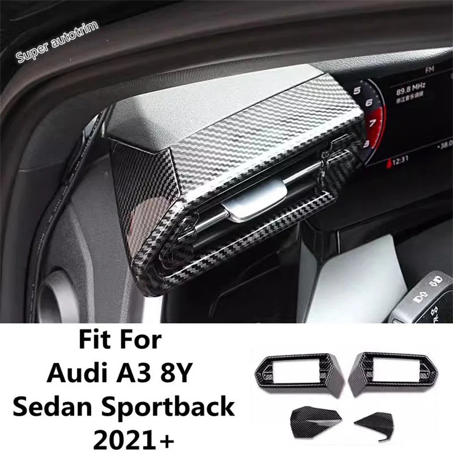 cache climatisation noir fibre carbone moderne audi a3 8y 2021 2024intérieur abs