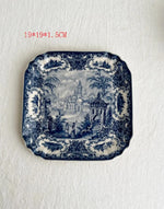 service thé céramique blanc bleu toile jouy poignées théière caféière soupière tasses