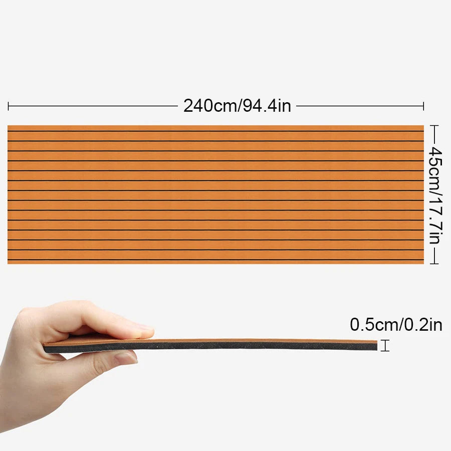 tapis sol orange rayures noires adhésif moderne 240x45cm surf bateau fibre verreextérieur antidérapant