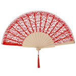 éventail pliant dentelle noir rouge vert classique tassel danse décoration pliante légère