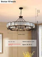 lustre moderne suspension bronze doré ampoules e14 chaines transparentes verticales 105 55cm