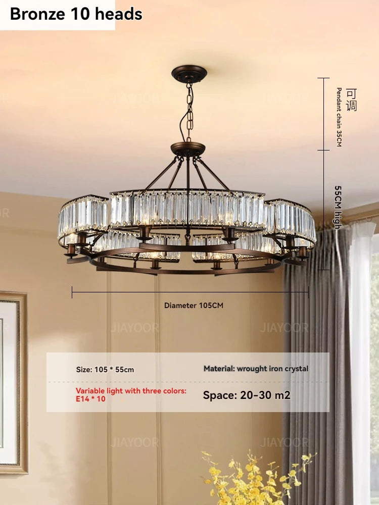 lustre moderne suspension bronze doré ampoules e14 chaines transparentes verticales 105 55cm