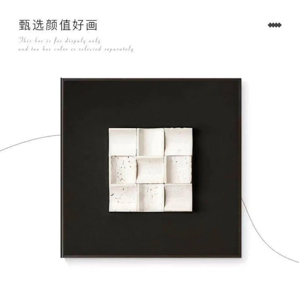 tableau mural cadre noir motif géométrique minimaliste décoration salon chambre moderne blanc noir
