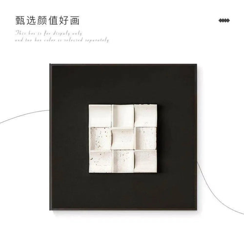 tableau mural cadre noir motif géométrique minimaliste décoration salon chambre moderne blanc noir